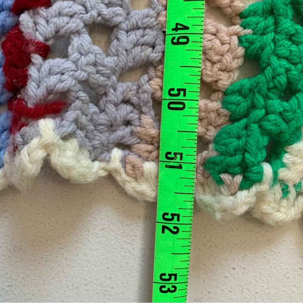 Vintage Handmade Multicolor Crochet Knit Afghan Throw Blanket